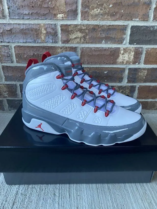 2022 nike air jordan 9 ix retro fire red sz 7y white cool grey