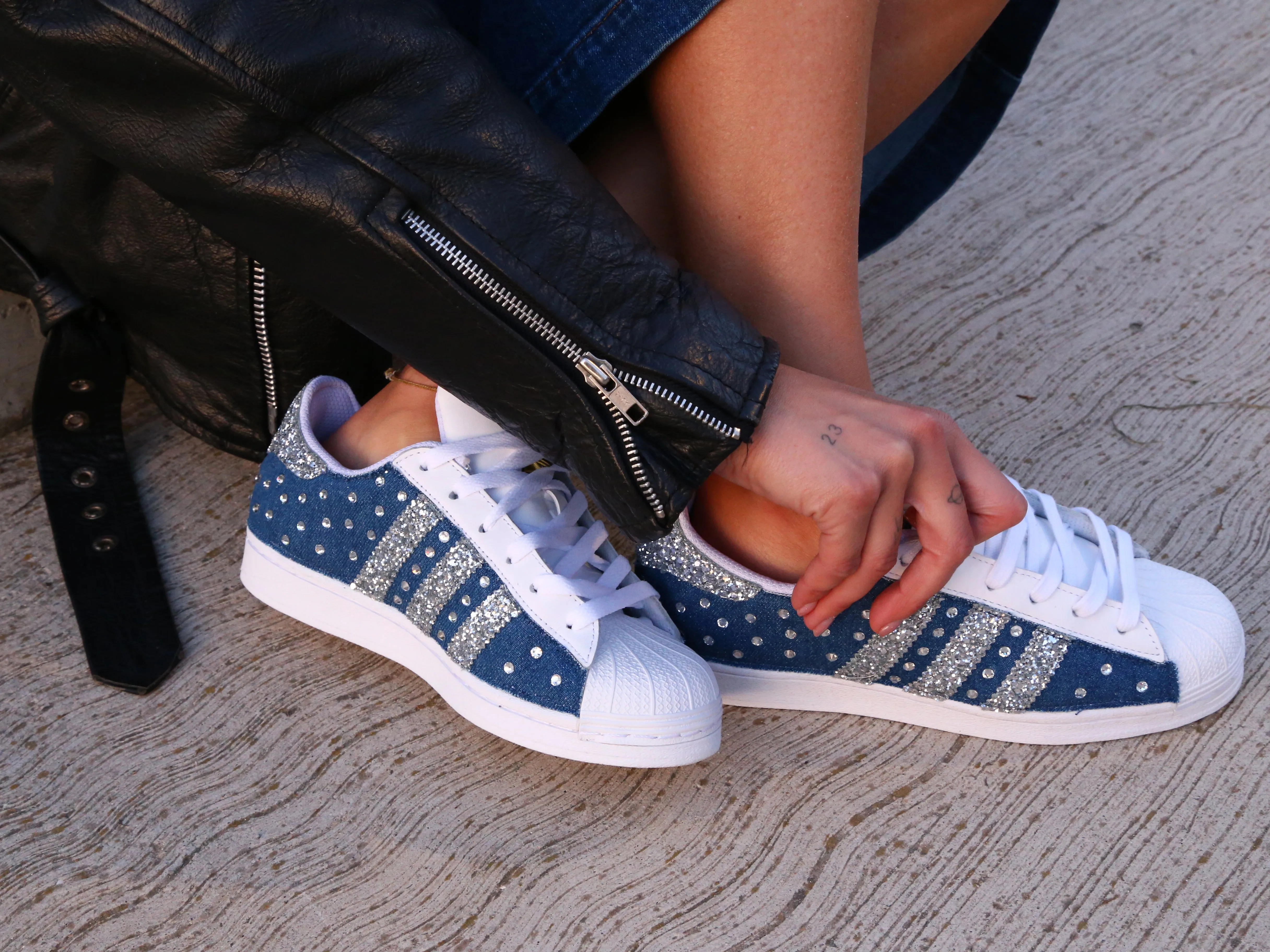 Adidas Superstar Denim Jeans & Strass Termo