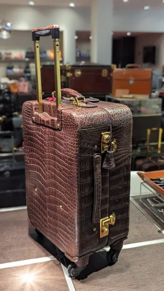 Bespoke Cabin Suitcase - Brown Crocodile