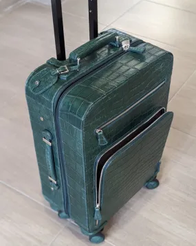 Bespoke Cabin Suitcase - Green Crocodile