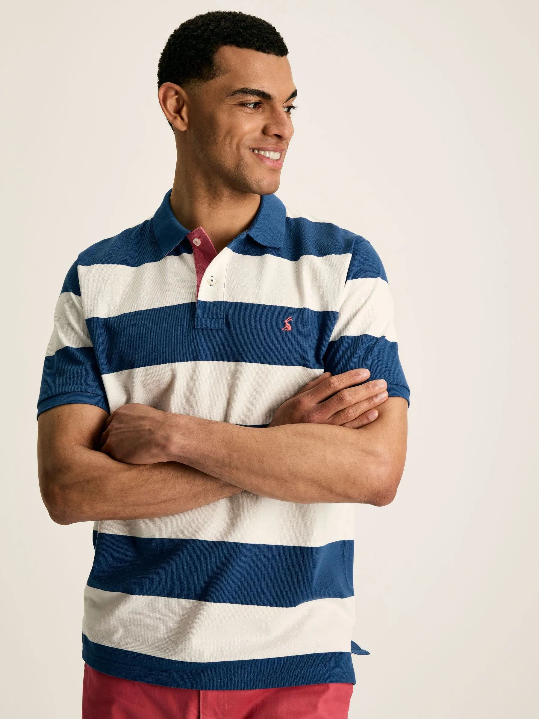 Blue/White Striped Polo Shirt