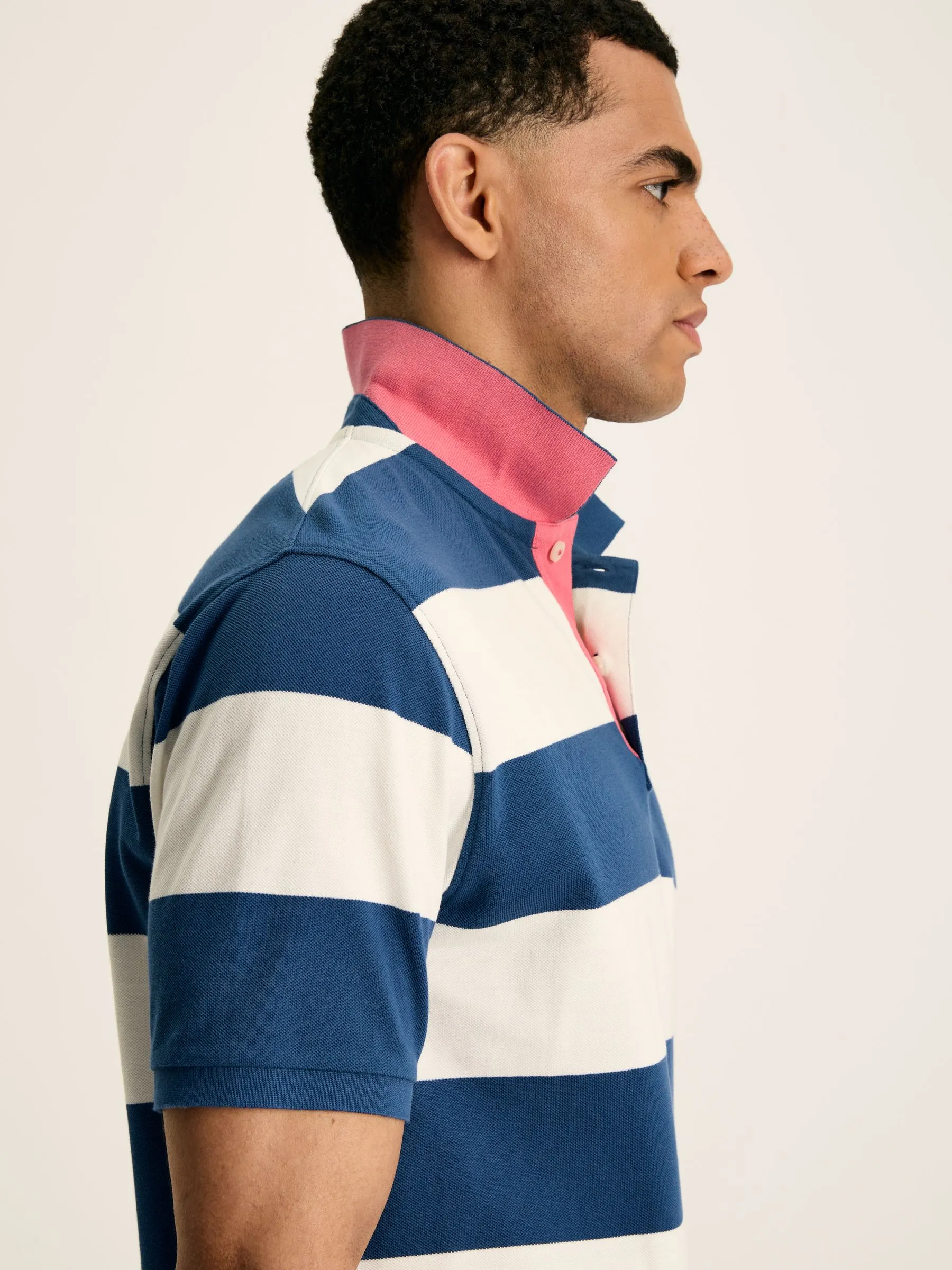 Blue/White Striped Polo Shirt