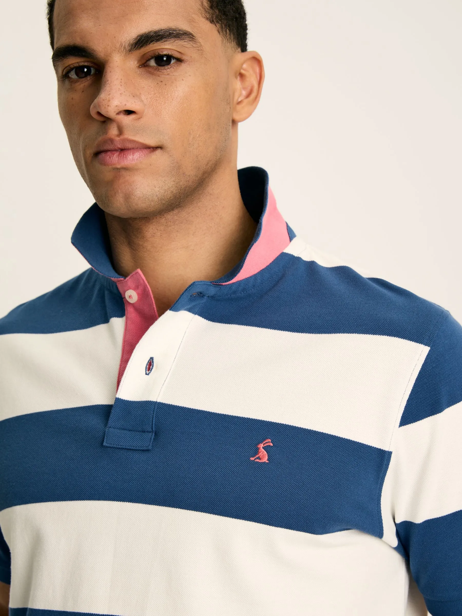 Blue/White Striped Polo Shirt