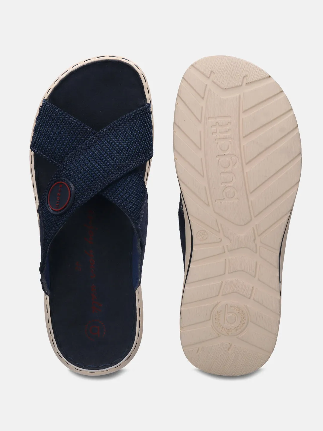 bugatti Dark Blue Cross Strap Sandals