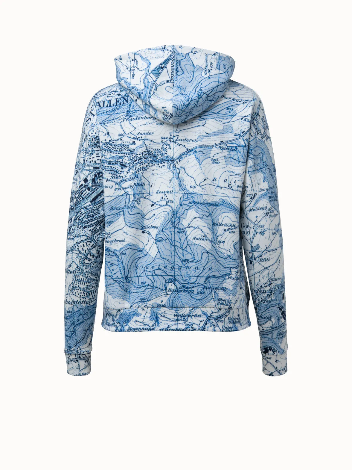 Cotton Jersey St. Gallen Map Print Hoodie