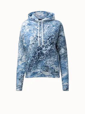 Cotton Jersey St. Gallen Map Print Hoodie