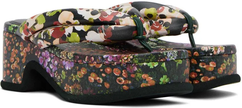 Dries Van Noten Multicolor Floral Platform Heeled Sandals