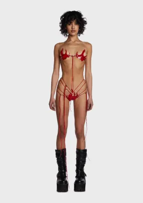 Fire Vinyl Bikini Set-