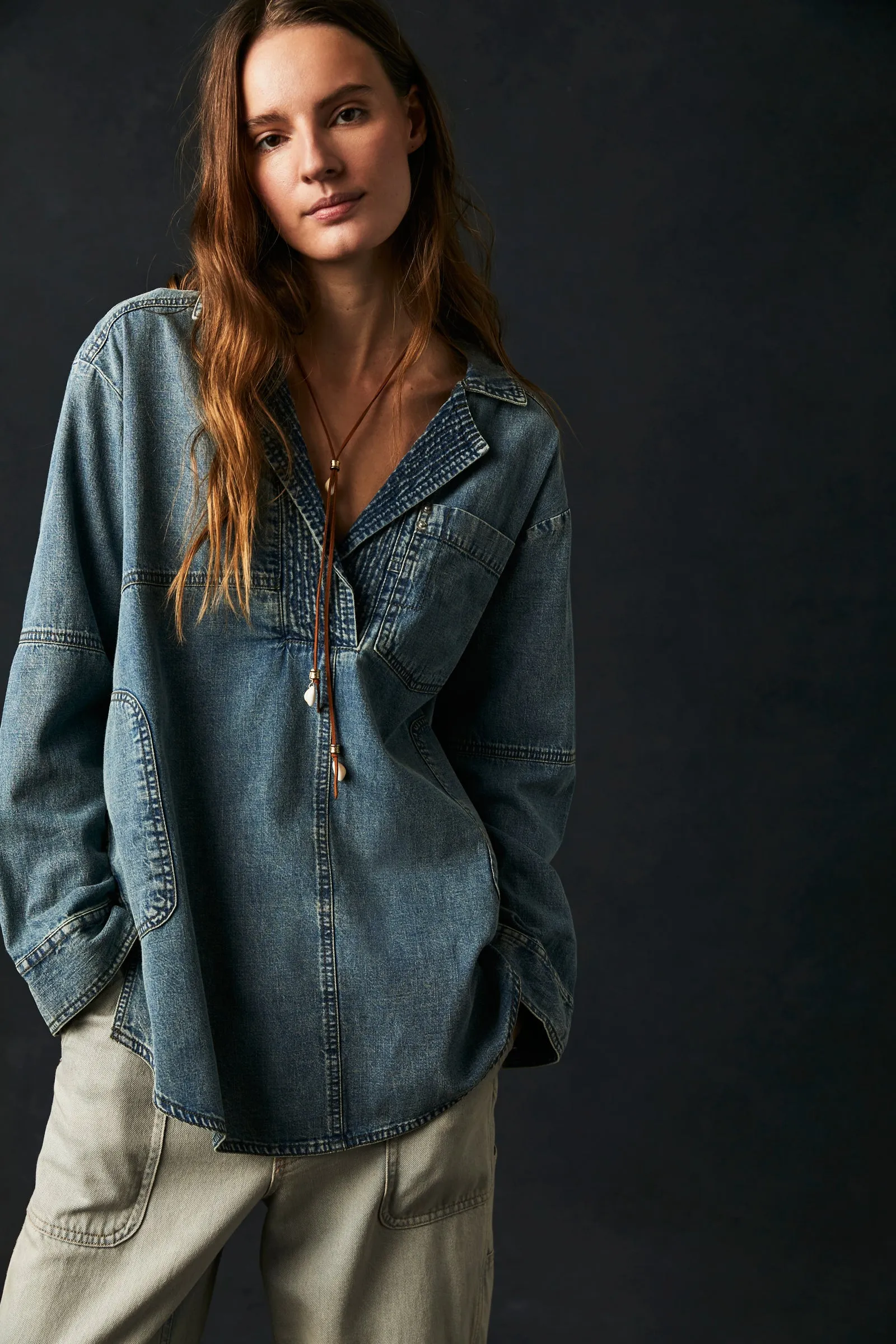 Free People Peyton Denim Pullover