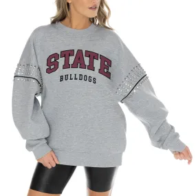 Gameday Couture Mississippi State Bulldogs Women's Heather Gray Competitive Edge Oversized Fleece Pullover Sweatshirt