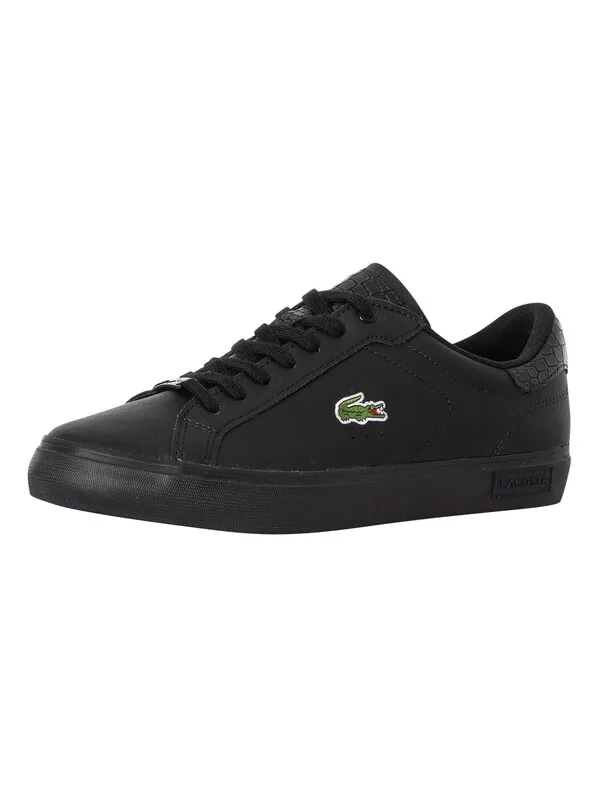 Lacoste Powercourt 1121 1 SMA Leather Trainers - Black/Black