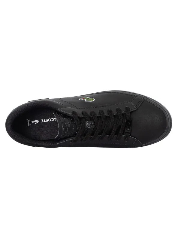 Lacoste Powercourt 1121 1 SMA Leather Trainers - Black/Black