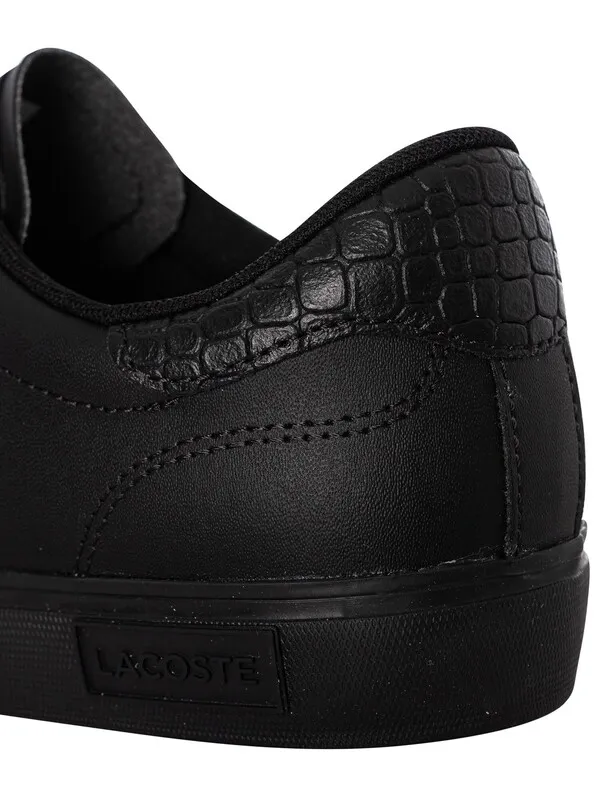 Lacoste Powercourt 1121 1 SMA Leather Trainers - Black/Black