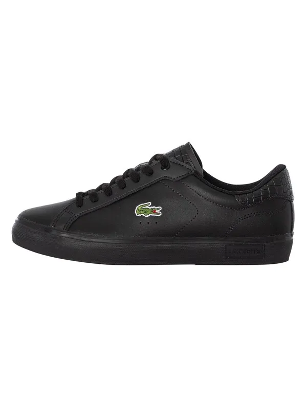 Lacoste Powercourt 1121 1 SMA Leather Trainers - Black/Black