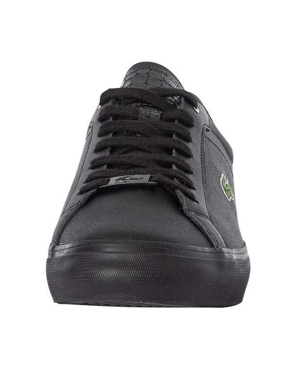 Lacoste Powercourt 1121 1 SMA Leather Trainers - Black/Black