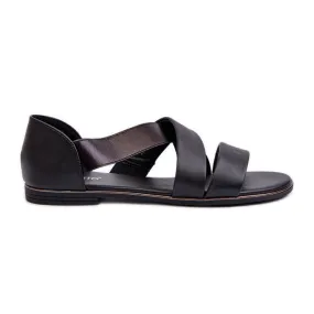 Leather sandals with a welt, Black Puglia