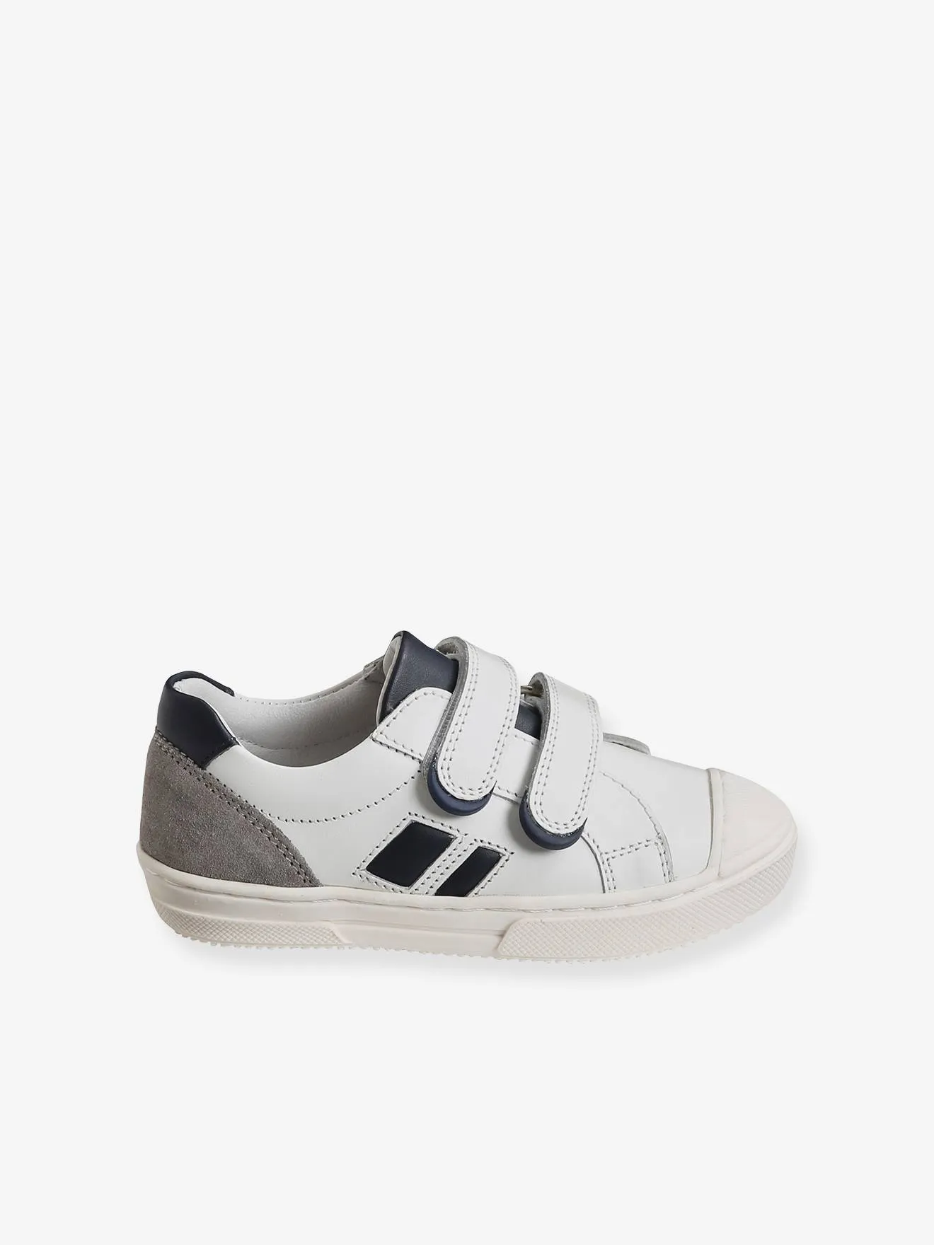 Leather Trainers for Boys, Designed for Autonomy - white light solid