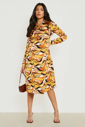 Maternity Abstract Print Shirt Wrap Dress