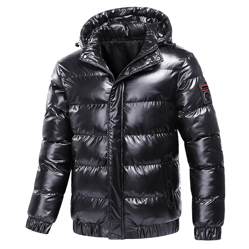 Men's Winter Solid Pattern Streetwear Hooded Waterproof Casual Jacket