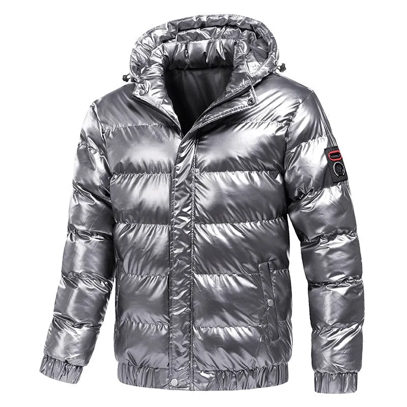 Men's Winter Solid Pattern Streetwear Hooded Waterproof Casual Jacket