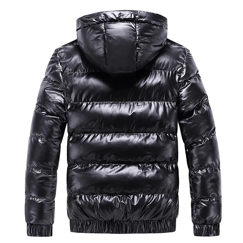 Men's Winter Solid Pattern Streetwear Hooded Waterproof Casual Jacket