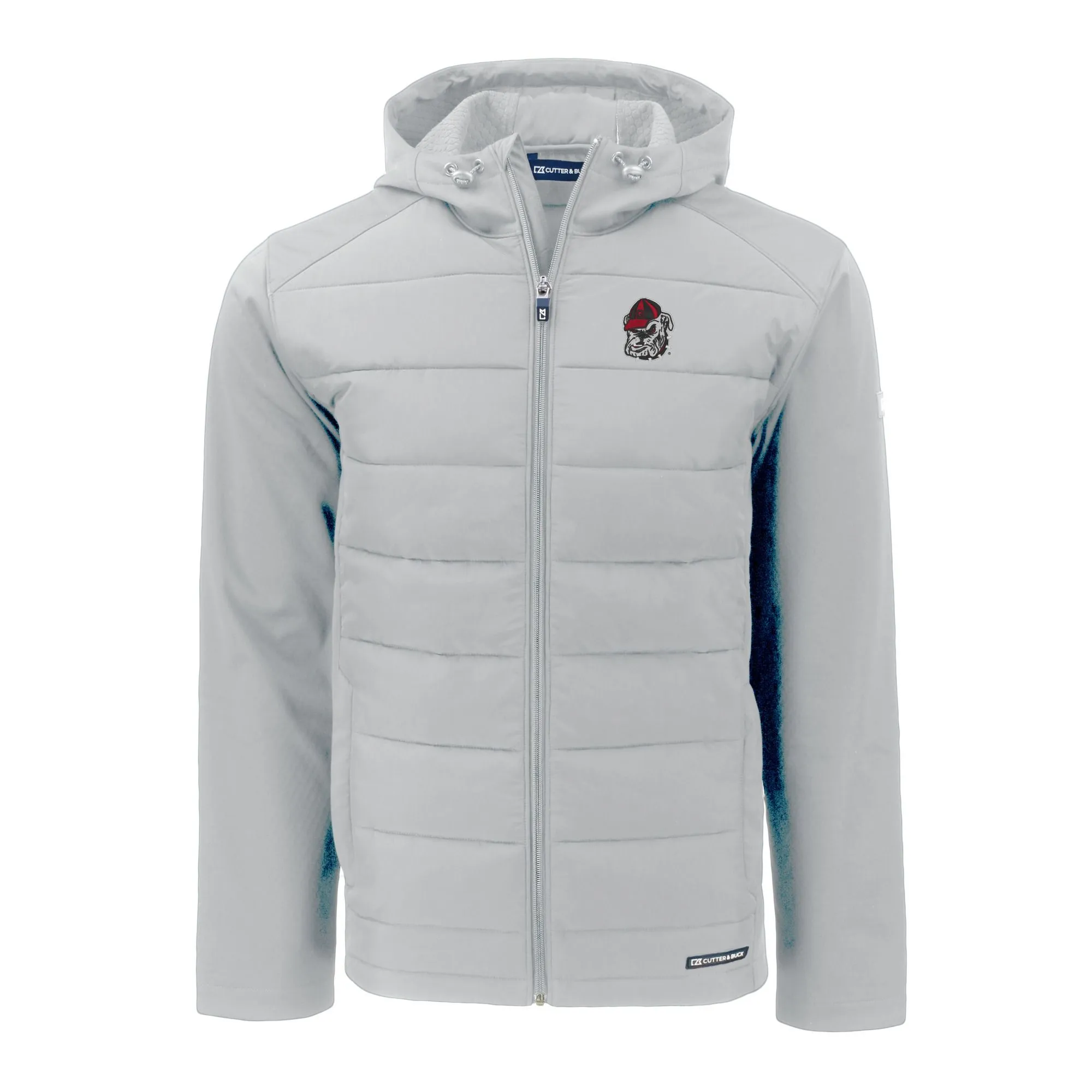 Men's Cutter & Buck  Gray Georgia Bulldogs Evoke Hybrid Eco Softshell Recycled Full-Zip Hoodie Jacket