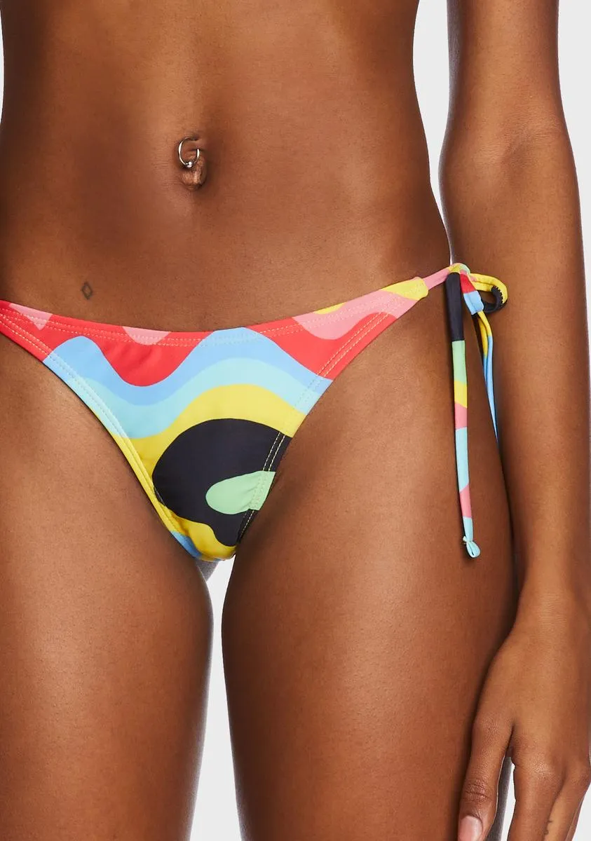 Multi Wave Print Bikini Bottoms-