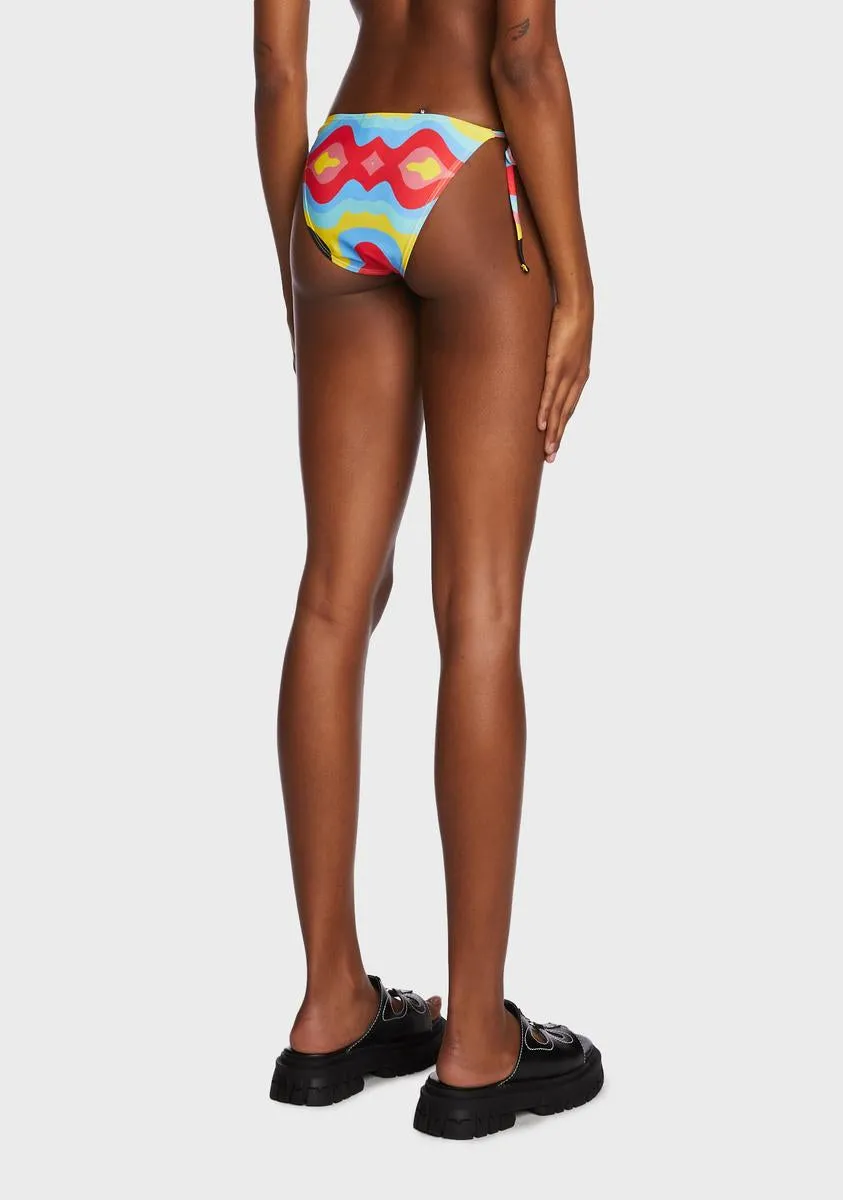 Multi Wave Print Bikini Bottoms-