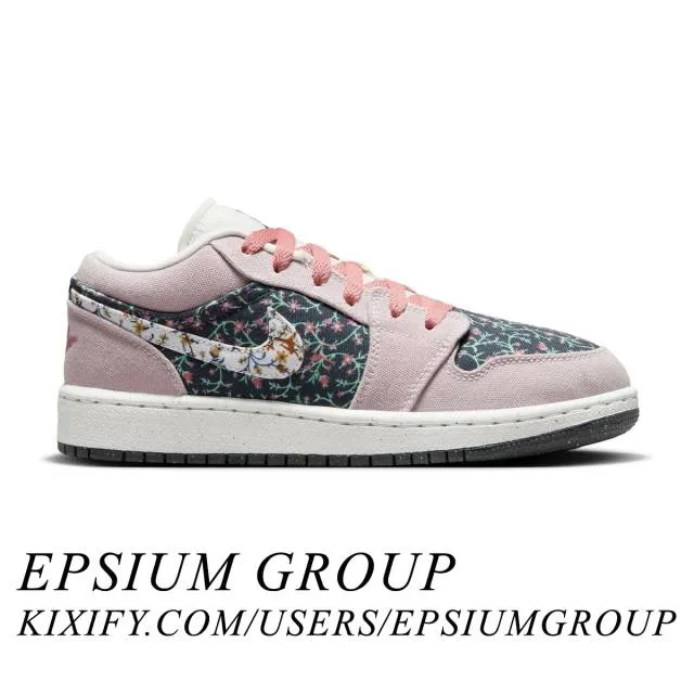 Nike air jordan 1 low se gs (floral/ platinum violet/ anthracite/ red stardust/ sail) big kids 3.5y-7y fj3445-001