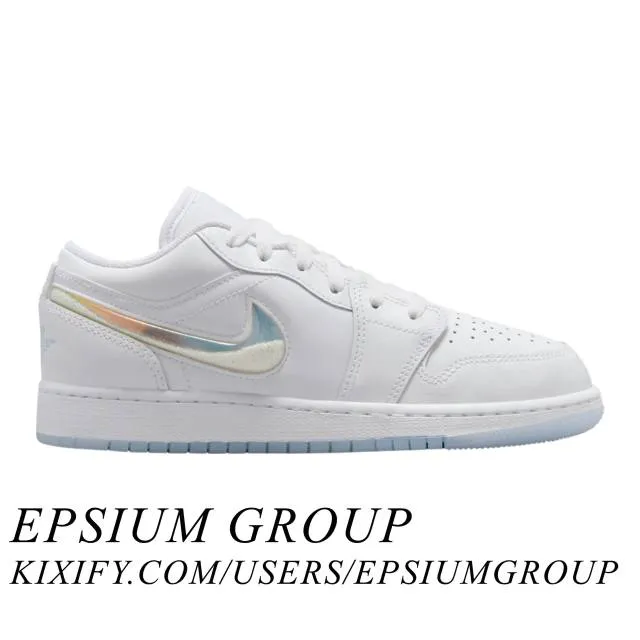 Nike air jordan 1 low se gs (glitter swoosh/ blue tint/ summit white/ white/ ice blue) men us 8-13 fq9112-100