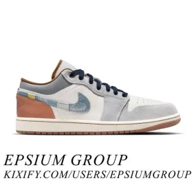 Nike air jordan 1 low se (repaired denim swoosh/ cream/ phantom/ coconut milk/ amber brown/ star blue) men us 8-13 fz5042-041