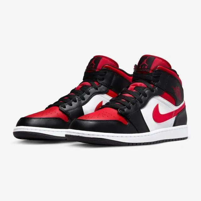 Nike air jordan 1 mid (bred toe/ white/ black/ red) men us 8-13 554724-079