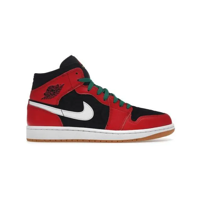 Nike air jordan 1 mid (christmas/ black/ fire red/ white/ malachite) men us 8-13 dq8417-006