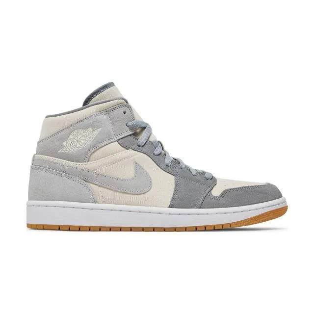 Nike air jordan 1 mid (coconut milk particle grey/ white/ tan brown gum) sizes 6-10 dn4281-100