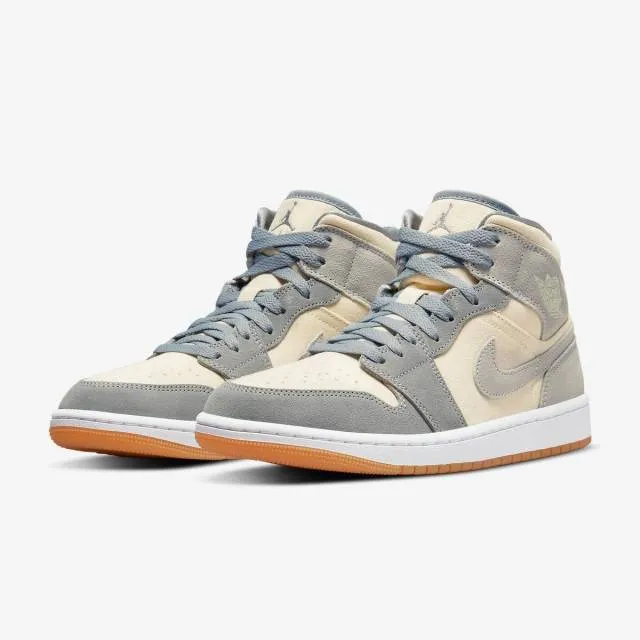 Nike air jordan 1 mid (coconut milk particle grey/ white/ tan brown gum) sizes 6-10 dn4281-100