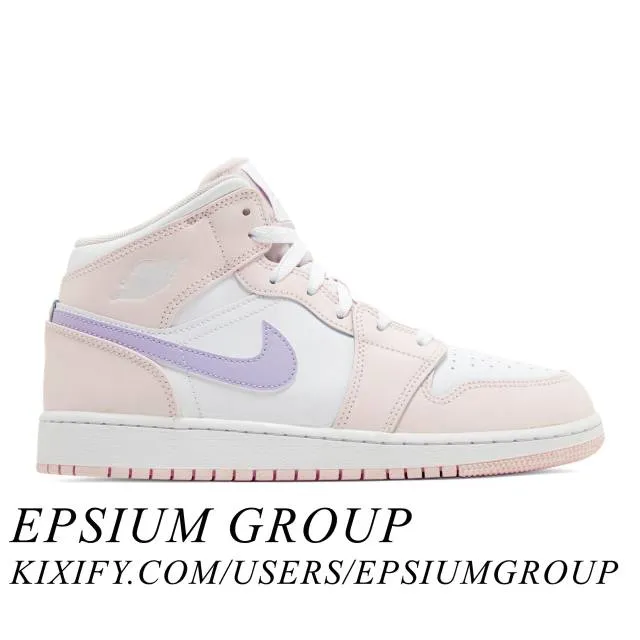 Nike air jordan 1 mid gs (pink wash/ pink wash/ violet frost/ white) big kids 3.5y-7y fd8780-601