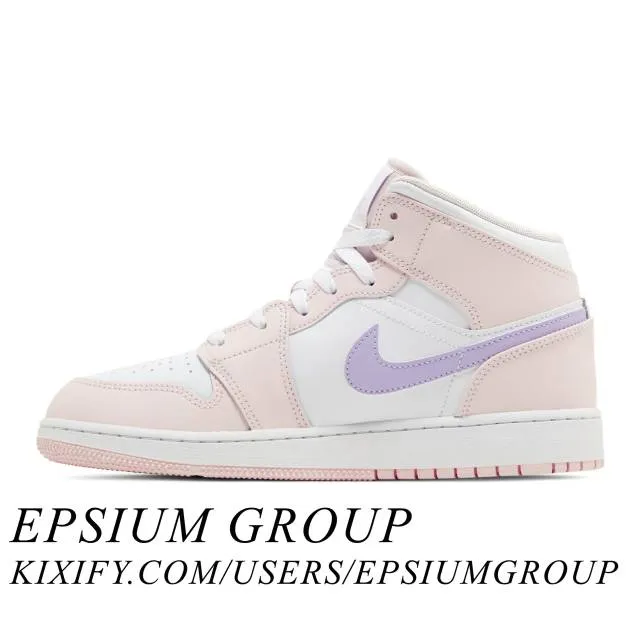 Nike air jordan 1 mid gs (pink wash/ pink wash/ violet frost/ white) big kids 3.5y-7y fd8780-601