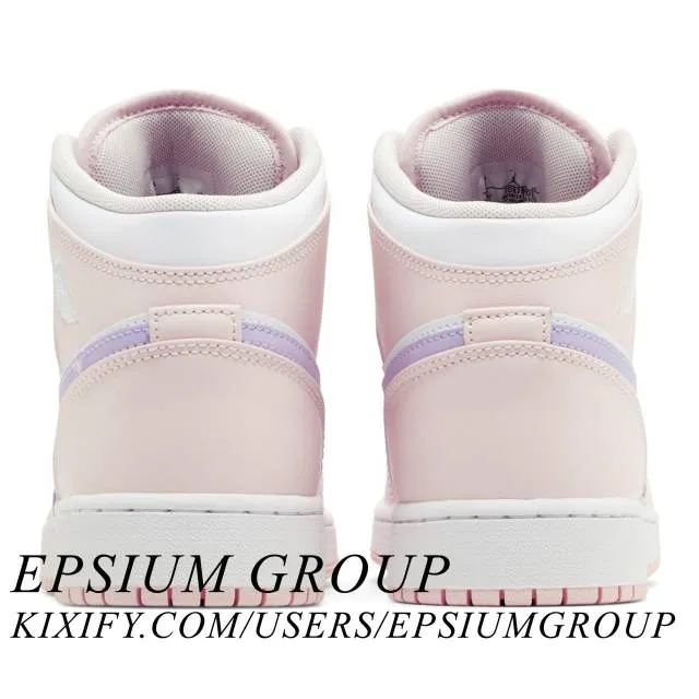 Nike air jordan 1 mid gs (pink wash/ pink wash/ violet frost/ white) big kids 3.5y-7y fd8780-601