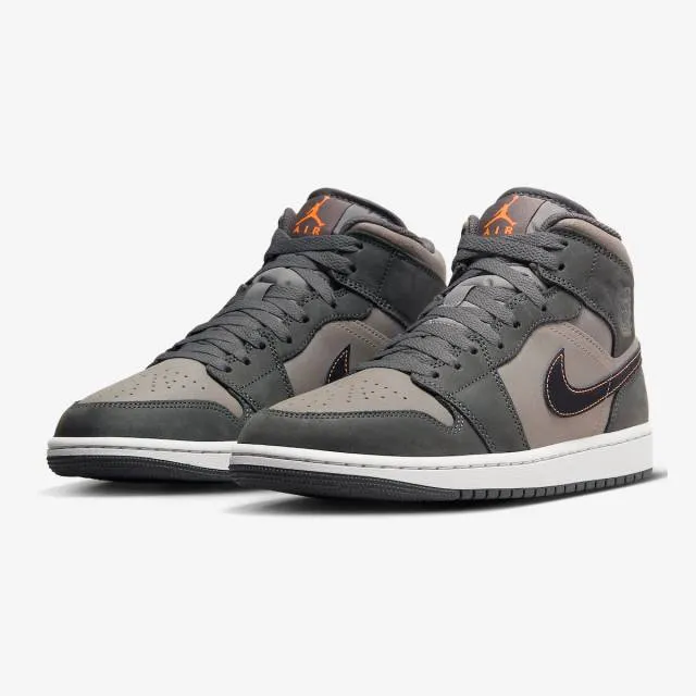 Nike air jordan 1 mid se (night stadium/ grey/ night stadium/ black/ flat pewter /total orange/ neut