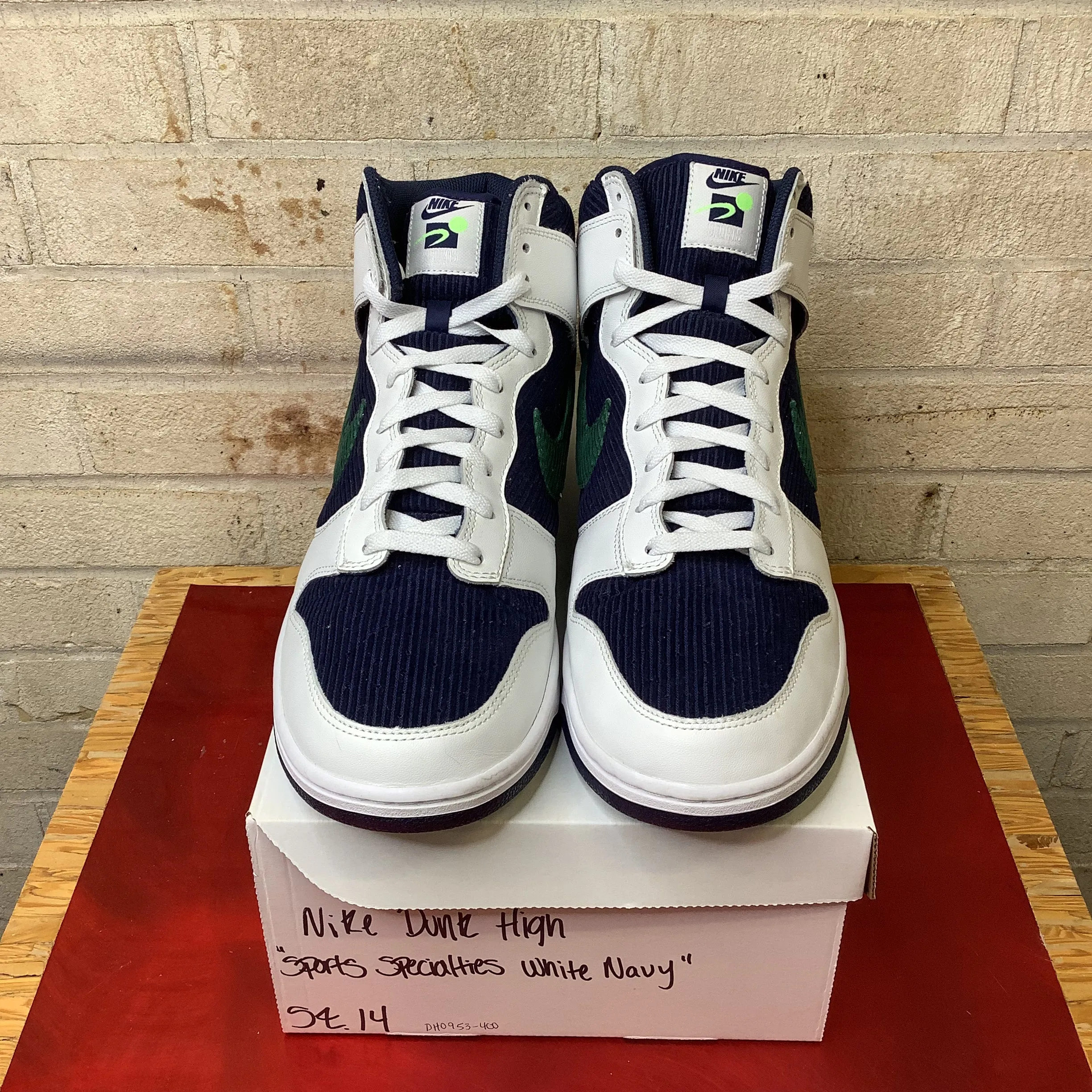 NIKE DUNK HIGH SPORTS SPECIALTIES WHITE NAVY SIZE 14 DH0953-400