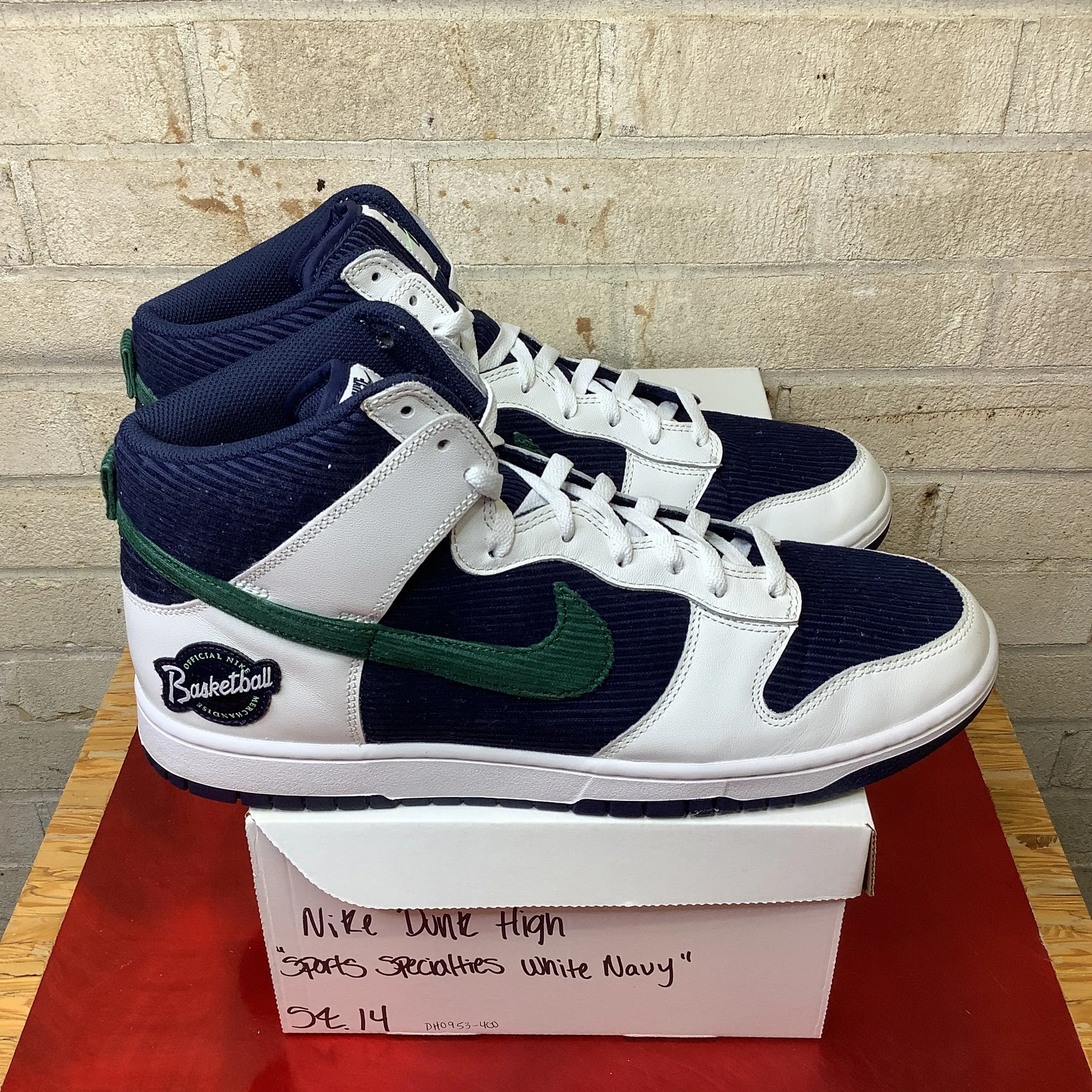 NIKE DUNK HIGH SPORTS SPECIALTIES WHITE NAVY SIZE 14 DH0953-400