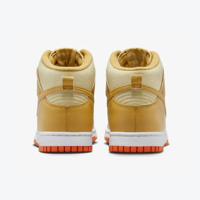 Nike dunk high (wheat gold/ tan/ team gold/ wheat gold/ team gold/ safety orange/ white) men us 8-13