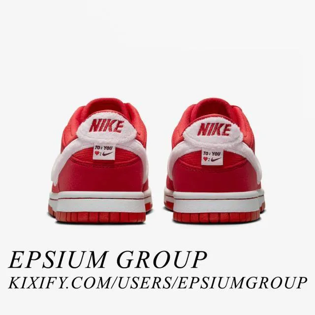 Nike dunk low gs (valentine's day/ fire red/ pink foam/ light crimson/ white/ team red) big kids 3.5y-7y fz3548-612