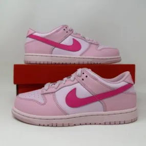 Nike dunk low ps triple pink barb pre-school size 2.5y women's size 4 dh9756-600