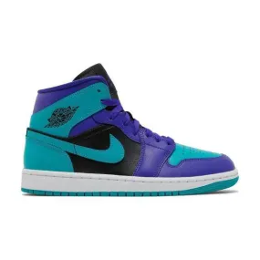 Nike women's air jordan 1 mid (black grape/ purple/ dark concord/ black/ white/ new emerald) sizes 6