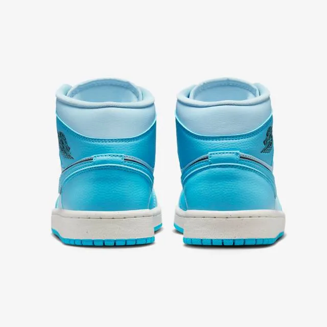 Nike women's air jordan 1 mid (ice blue/ dark powder blue/ black/ sail) sizes 6-10 dv1302-400