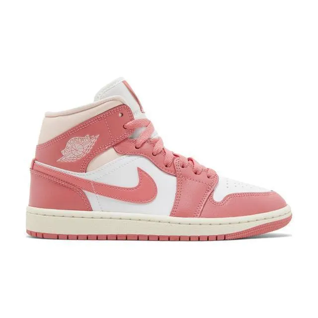 Nike women's air jordan 1 mid (strawberries and cream/ pink/ white/ sea coral/ atmosphere/ sail) siz