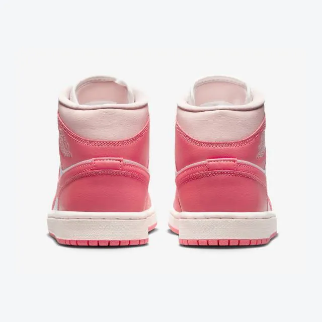 Nike women's air jordan 1 mid (strawberries and cream/ pink/ white/ sea coral/ atmosphere/ sail) siz