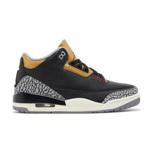 Nike women's air jordan 3 retro (black gold/ black/ fire red/ metallic gold/ cement grey) sizes 6-10