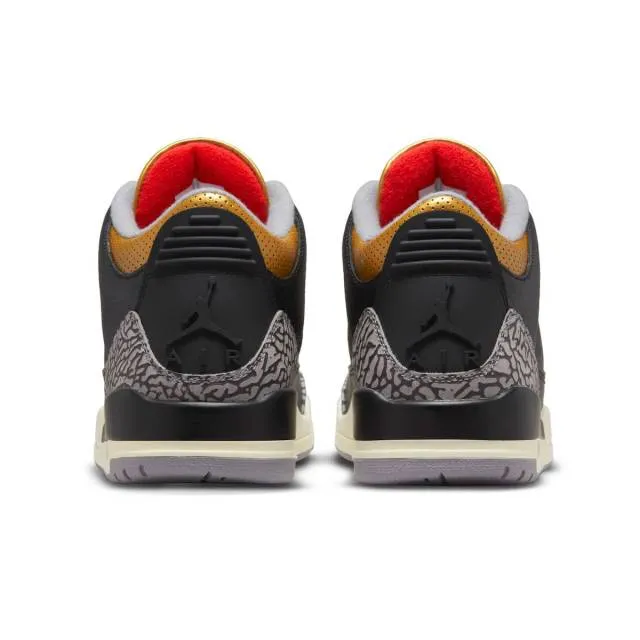 Nike women's air jordan 3 retro (black gold/ black/ fire red/ metallic gold/ cement grey) sizes 6-10